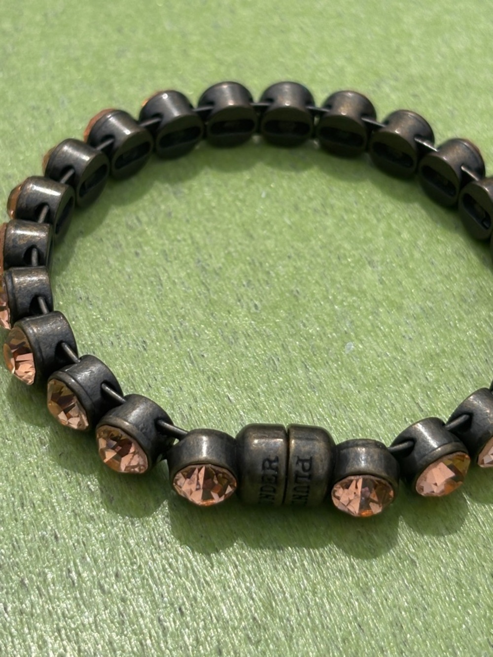 Plunder peach  Crystal Bracelet with Antiqued Beads